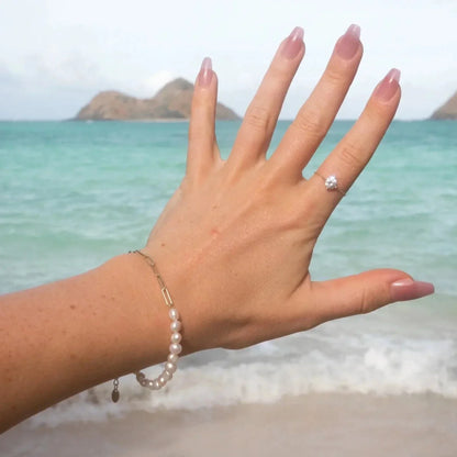 Rhoni Gold Paper Clip Pearl Bracelet