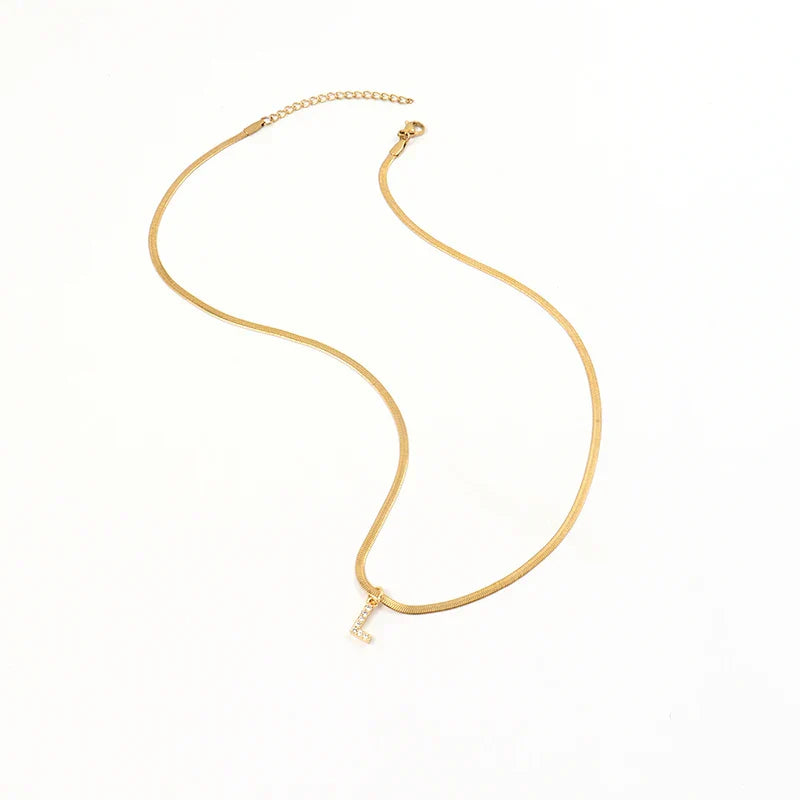 Melly Initial Herringbone Necklace