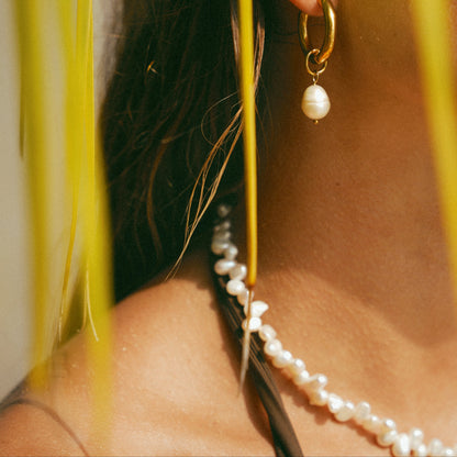 Bethany Pearl Drop Hoop