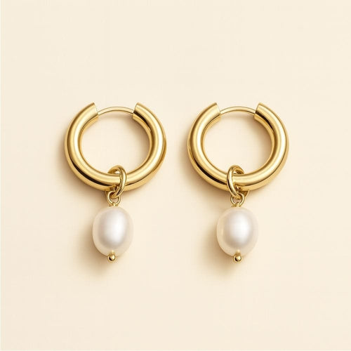 Bethany Pearl Drop Hoop