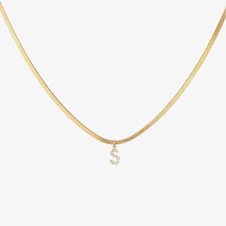 Melly Initial Herringbone Necklace